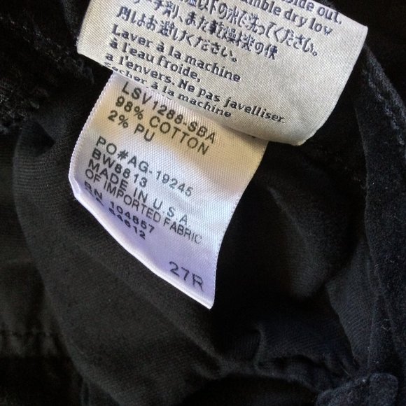 AG Adriano Goldschmied Super Skinny Legging pants  Black 27 R Velvet Corduroy - Picture 8 of 14